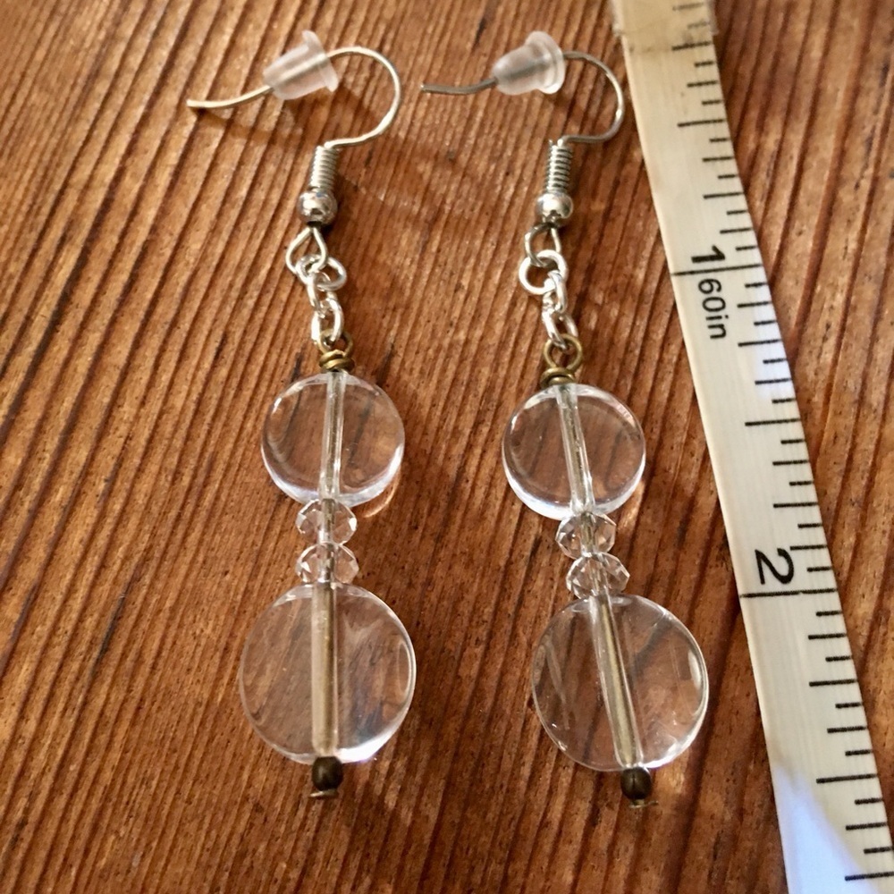 *5 For $20***Clear Beaded Long Dangle Earrings / Handmade Ladies Earrings - Picture 4 of 8